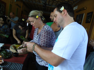 2011, Bali, Ness and Matt at cooking school