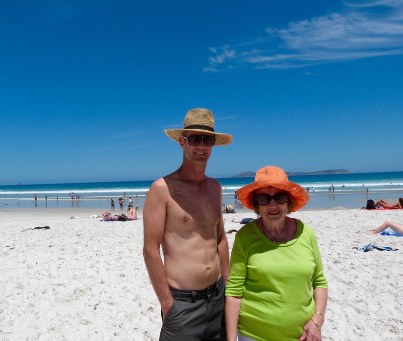 Joey and his mother, Marg, at Squeaky Beach