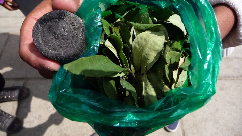 Coca leaves with the activator