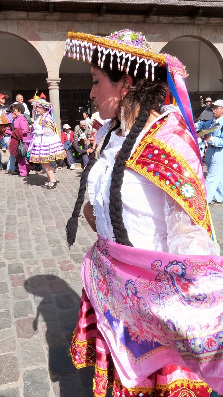 Dancing girls in the parade, Cusco
