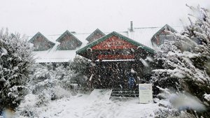 The lodge when it started snowing...