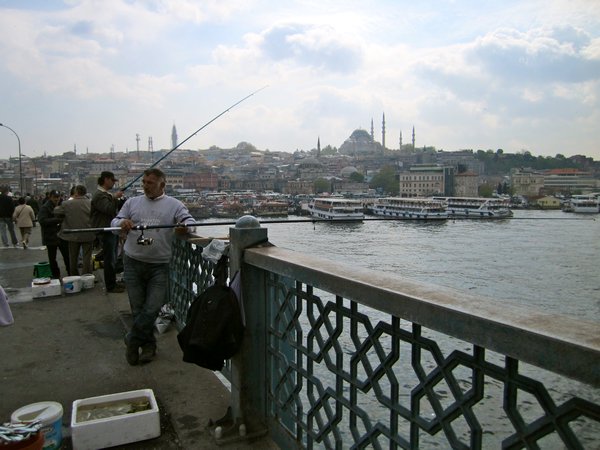 Walking over the Galata Bridge to the Old City
