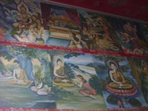 Drawings in the walls of an old Wat
