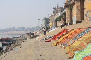 drying laundry at the ghats in Varanasi