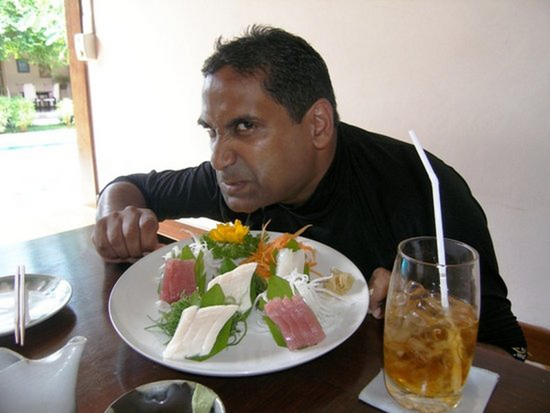 w -The Ravster over a freshly killed sashimi plate