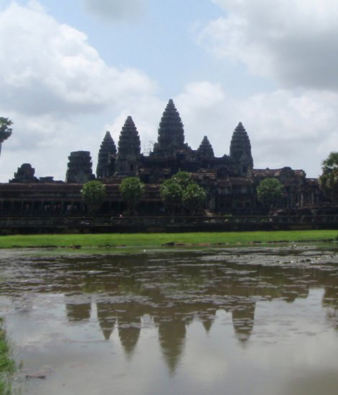 close up of the reflection pool at Angkor Wat