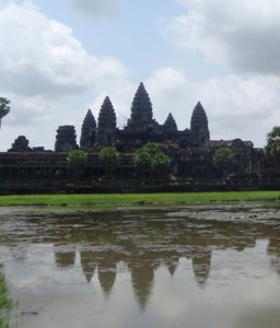 close up of the reflection pool at Angkor Wat