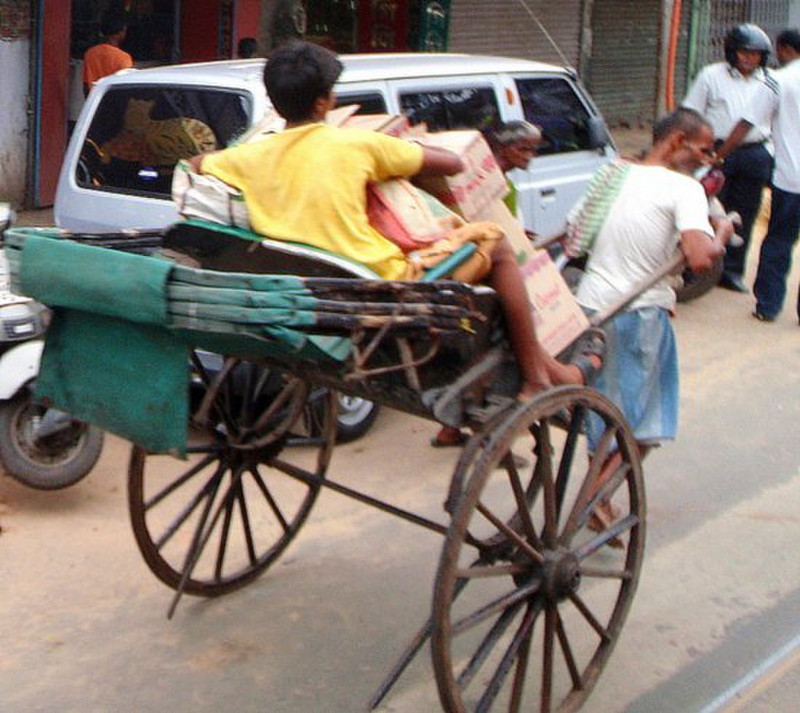 Hand pulled rickshaws