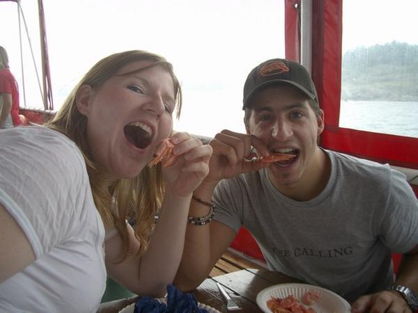 Bobbi Jo and Beat Enjoying the Shrimp