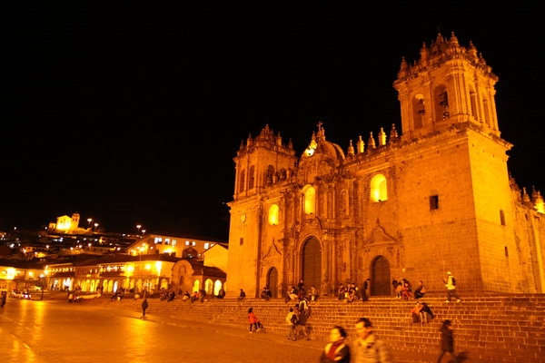 Cusco town center at night