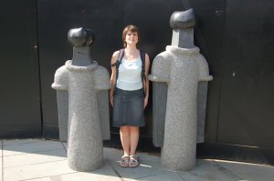 Me looking silly with some statues 