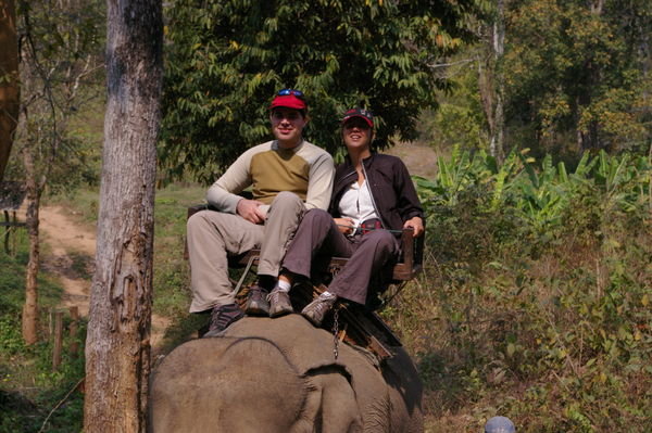 Malgo et Alex a dos d'elephant
