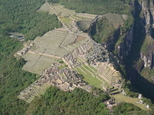 Looking down at Machu Picchu