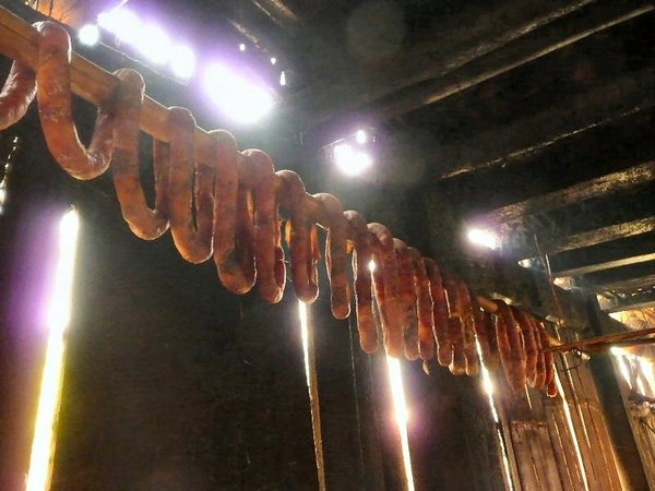 42. sausage hanging to smoke & dry