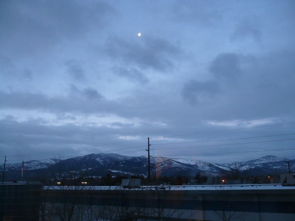Our view from the hotel room this morning in Missoula, Montana