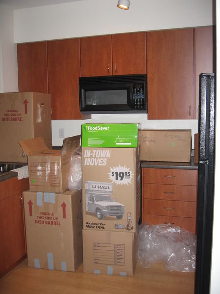 Can you see the kitchen behind all those boxes????