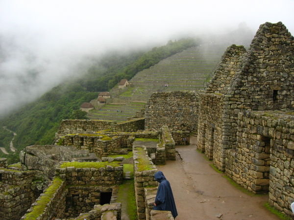 remains of inca administrative buildings minus the once-thatched roofs