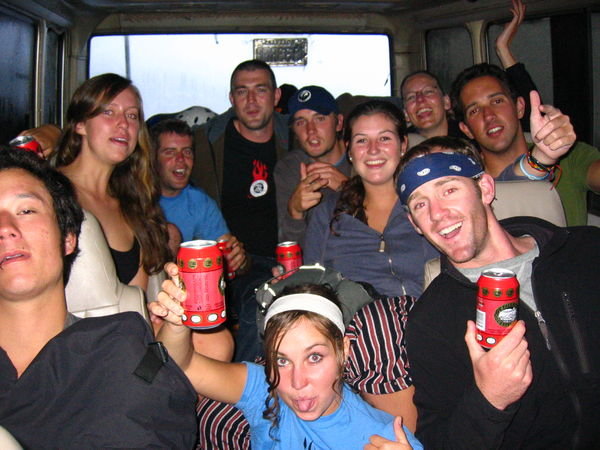 post-ride roadies on the long bus back to La Paz