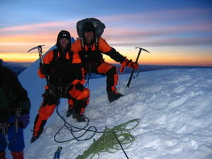 summit and sunrise at 6 a.m.