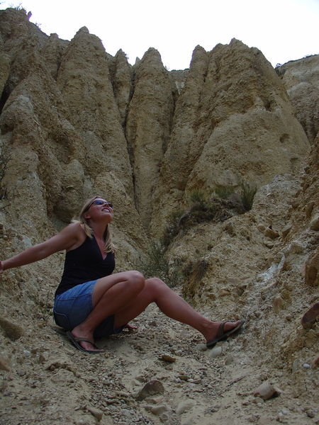 Christina climbs the Clay Cliffs