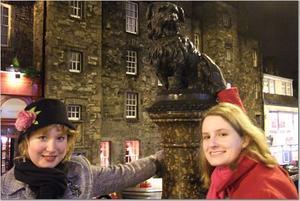 Bex and R with Greyfriars Bobby