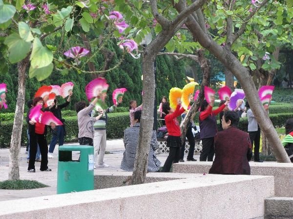 Fan Dancing in Kowloon Park