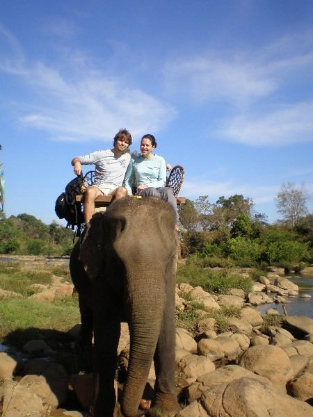 Riding Elephants Along the River in Tadlo