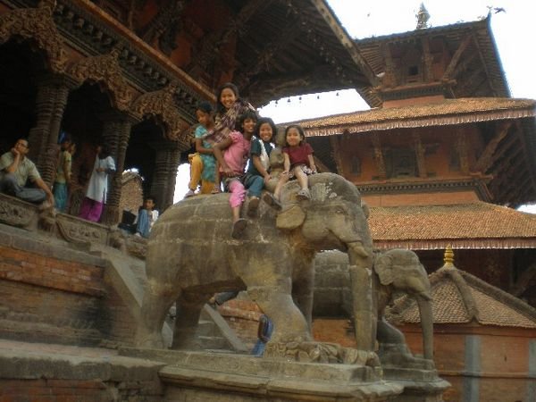 Girls Playing in Durbar Square