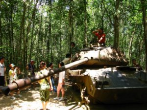 Chris on Top of an American Tank at Cu Chi