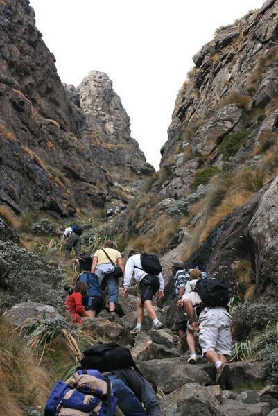 Hiking up the Drakensburg