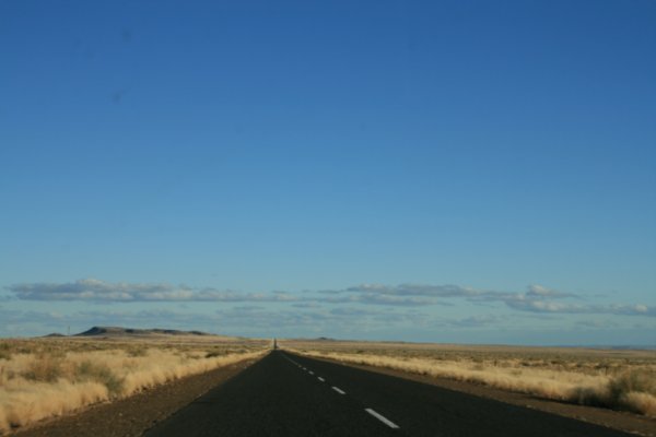 One of the few tarmac roads in Namibia