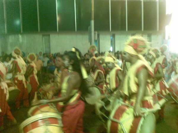 A few of the 400 drummers