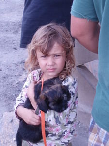 COSTA RICAN GIRL AND PUPPY