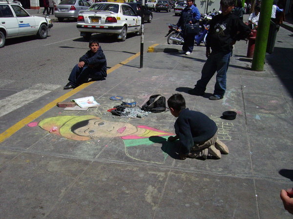 Young chalk artist