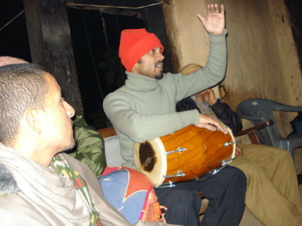 Tilak playing drum