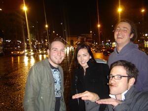 Aaron, Clare, Brad & Russ loving Champs-Elysee in the rain!