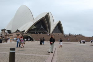 Penny in front of the Sydney Opera House
