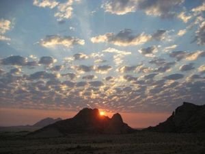Romantic sunset over Spitzkoppe, Namibia