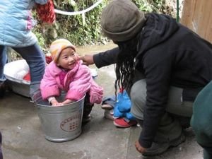 Meeting local children, Longji Mountains, China
