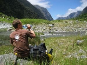 Steve takes a break on the Milford Track, New Zealand