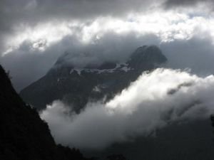Mountains in cloud, Milford Track, New Zealand