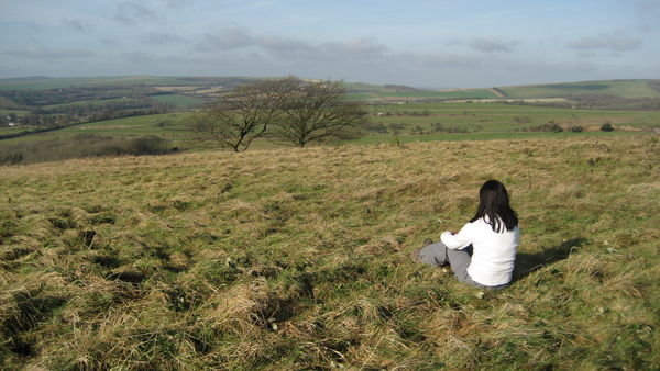 Lavinia takes in the views of the South coast, Sussex