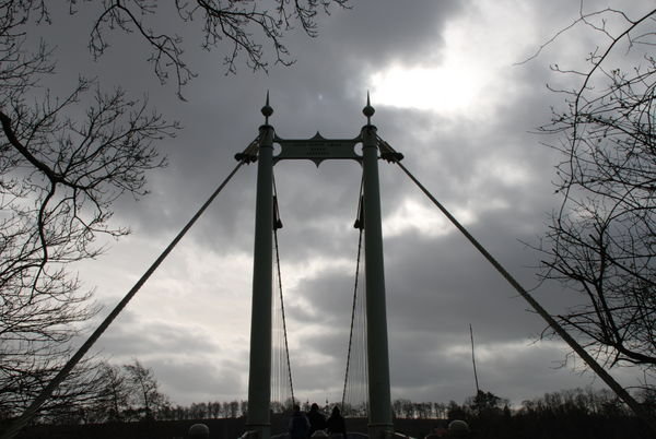 Moody skies over the 1895 suspension bridge. Herefordshire