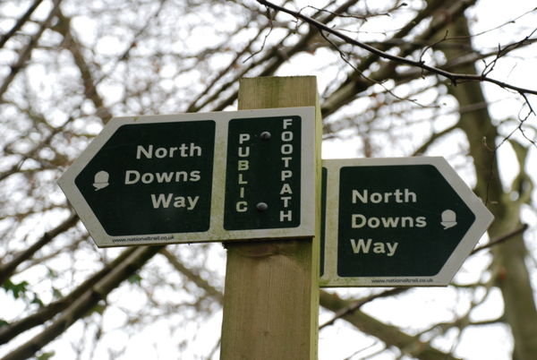 North Downs Way sign.