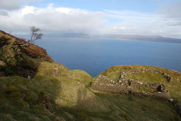 Abandoned town of Hallaig and views across to the Applecross peninsula. Isle of Raasay