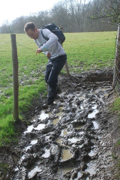 Steve's attempt to avoid the mud!