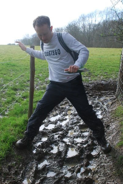 Steve's final attempt to avoid the mud!