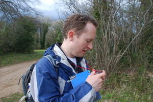 Steve checks the compass to ensure that we are on the right path...