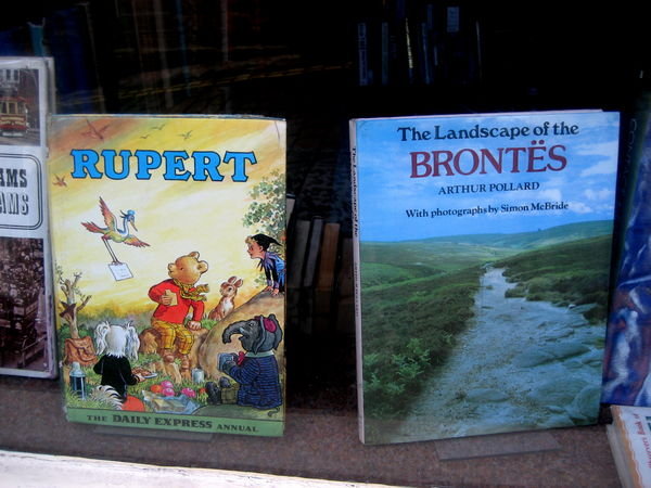 Bringing back childhood memories...Rupert the Bear book. Bookshop in Haworth, Yorkshire