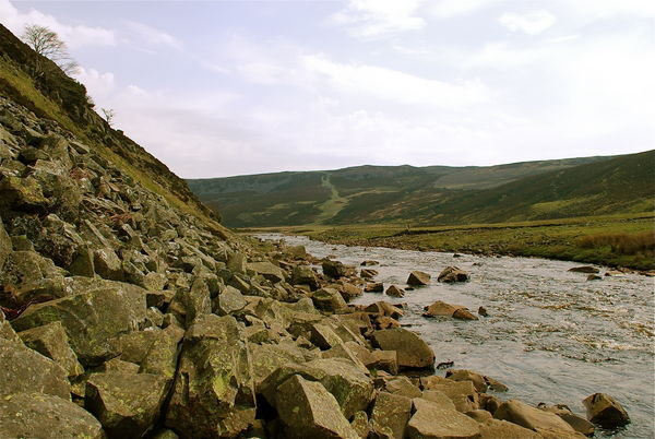 Rocky slopes by the River Tees. Pennine Way, County Durham